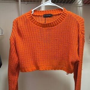 PrettyLittleThing Vibrant Orange Cropped Knit Top